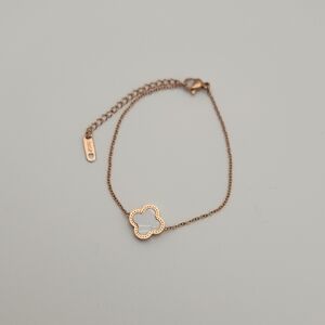 18K Rose Gold Plated Clover Chain Bracelet – Delicate & Minimal